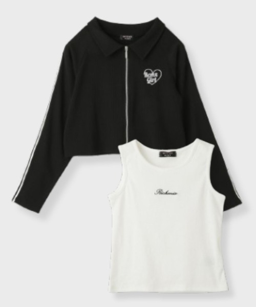 RICH MIX（リッチミックス）の「RICHMIX ジップアンサンブル【インナータンクトップ付き】（アンサンブル・キッズ・杢グレー/ブラック・150/140/130/160）」の11枚目の写真