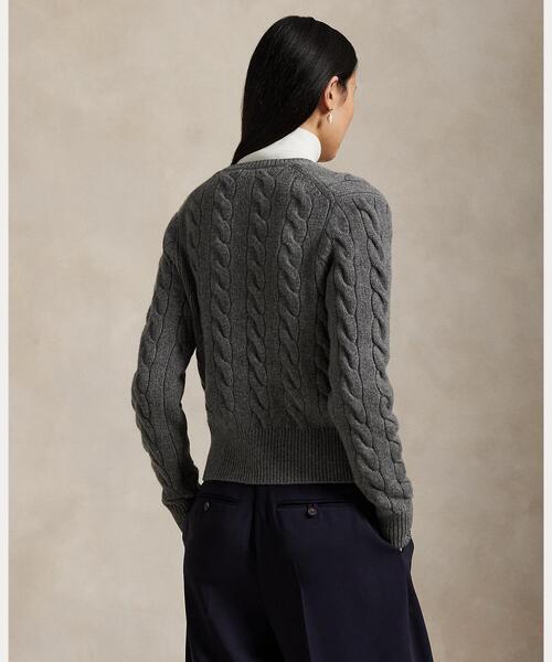 POLO RALPH LAUREN(ポロ ラルフ ローレン)の「ケーブルニット ウールカシミヤ カーディガン(カーディガン/ボレロ・レディース・グレー系・XXS/XS/M/L/S/XL)」の4枚目の写真