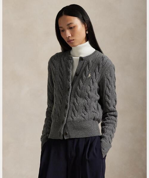 POLO RALPH LAUREN(ポロ ラルフ ローレン)の「ケーブルニット ウールカシミヤ カーディガン(カーディガン/ボレロ・レディース・グレー系・XXS/XS/M/L/S/XL)」の6枚目の写真