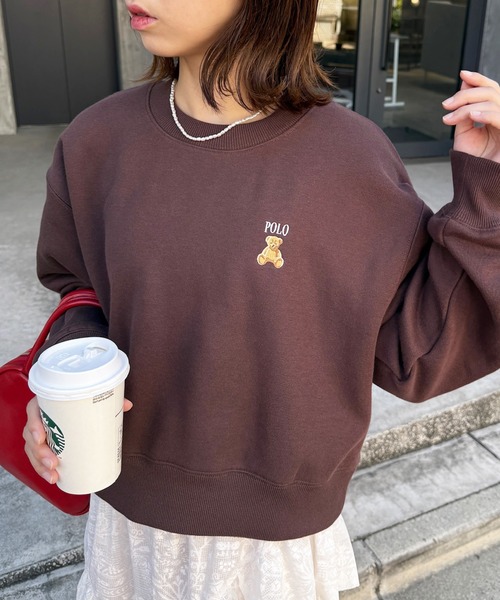POLO BCS（ポロ ビーシーエス）の「【POLO BCS】ZOZO限定商品 ワンポイントベア　コンパクトスウェット（スウェット・レディース・ブラウン/ホワイト/ブラック/ネイビー・L/M/S）」の8枚目の写真