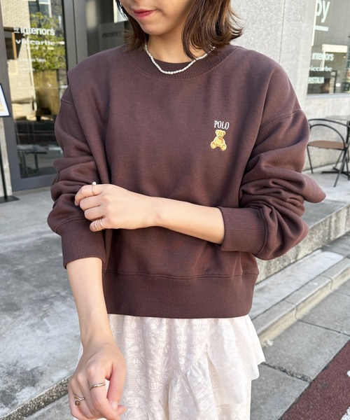 POLO BCS（ポロ ビーシーエス）の「【POLO BCS】ZOZO限定商品 ワンポイントベア　コンパクトスウェット（スウェット・レディース・ブラウン/ホワイト/ブラック/ネイビー・L/M/S）」の9枚目の写真