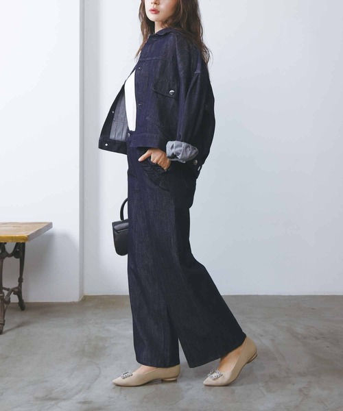 PICCIN(ピッチン)の「ポケットフリルラメデニムパンツ(デニムパンツ・レディース・ブルー・S/M)」の12枚目の写真