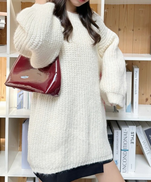 Eclat one（エクラワン）の「【Eclat one】メランジ オーバーサイズ クルーネック ニット（ニット/セーター・レディース・ブラウン/イエロー/アイボリー/グレー・FREE）」の18枚目の写真