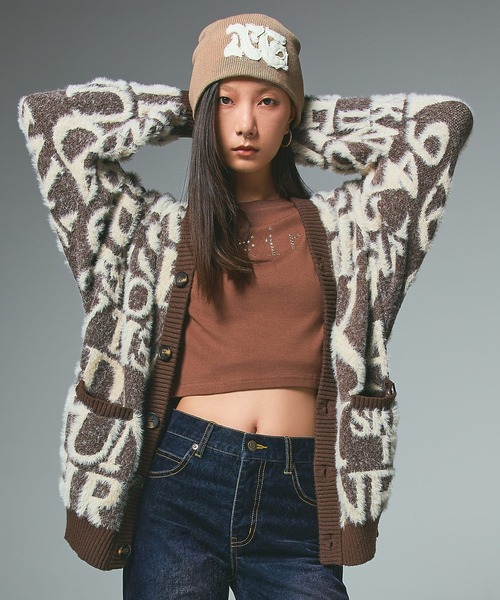 LOGO AND BUNNY JACQUARD KNIT CARDIGAN（カーディガン/ボレロ）｜X