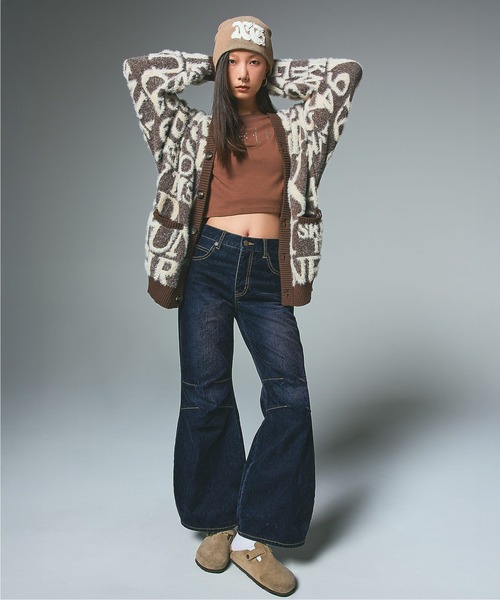 X-girl（エックスガール）の「LOGO AND BUNNY JACQUARD KNIT CARDIGAN（カーディガン/ボレロ・レディース・チャコール/ブラウン・ONE SIZE）」の16枚目の写真