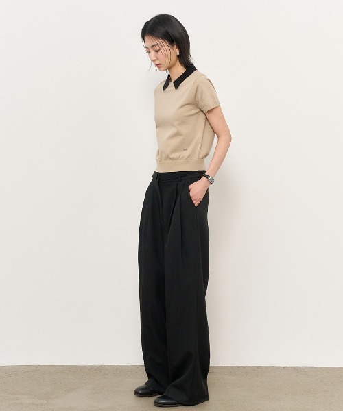 GENERAL IDEA（ジェネラルアイデア）の「GENERAL IDEA/ジェネラルアイディア tencel collar layered half pullover プルオーバー 半袖ニット（ニット/セーター・レディース・ベージュ・S/M/L）」の5枚目の写真