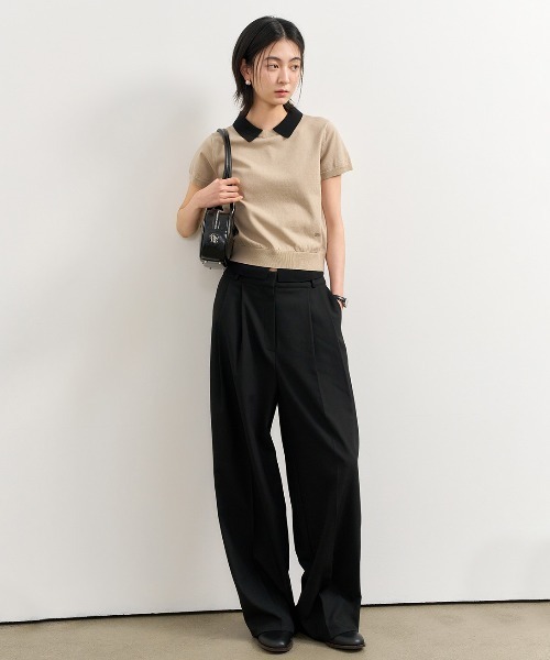 GENERAL IDEA（ジェネラルアイデア）の「GENERAL IDEA/ジェネラルアイディア tencel collar layered half pullover プルオーバー 半袖ニット（ニット/セーター・レディース・ベージュ・S/M/L）」の6枚目の写真