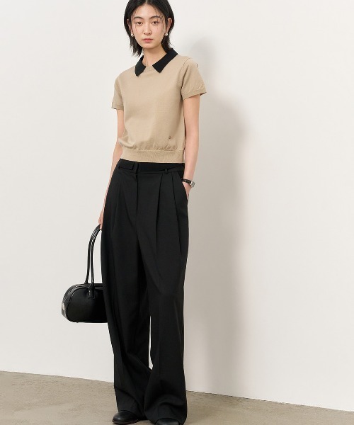 GENERAL IDEA（ジェネラルアイデア）の「GENERAL IDEA/ジェネラルアイディア tencel collar layered half pullover プルオーバー 半袖ニット（ニット/セーター・レディース・ベージュ・S/M/L）」の7枚目の写真