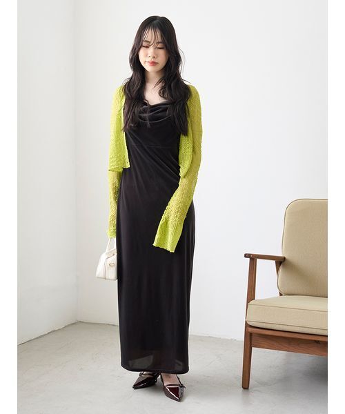新品　LILY BROWN カップインベロアドレープキャミワンピース カップインベロアドレープキャミワンピース（ワンピース）｜LILY