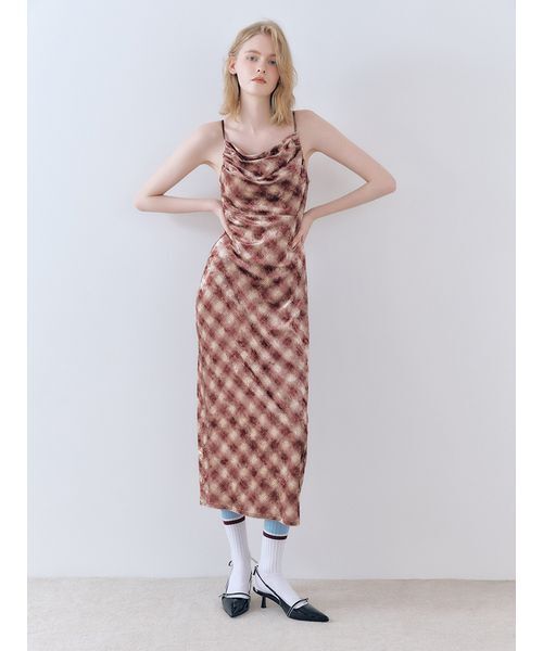 【LILYBROWN】カップインベロアドレープキャミワンピース カップインベロアドレープキャミワンピース（ワンピース）｜LILY
