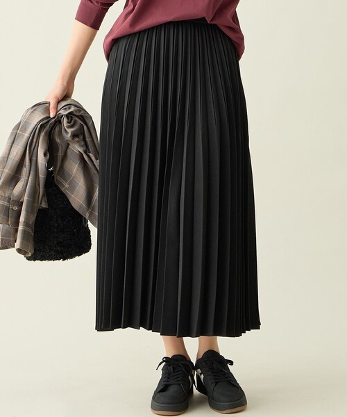 セール】【新色追加/ウエストゴム】ウーリッシュプリーツスカート