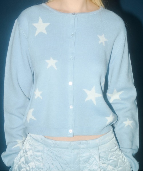 FEKETE（フェケテ）の「dots & stars cardigan / ドット・星柄カーディガン（カーディガン/ボレロ・レディース・ブラック/ライトブルー・LARGE/MEDIUM/SMALL）」の8枚目の写真