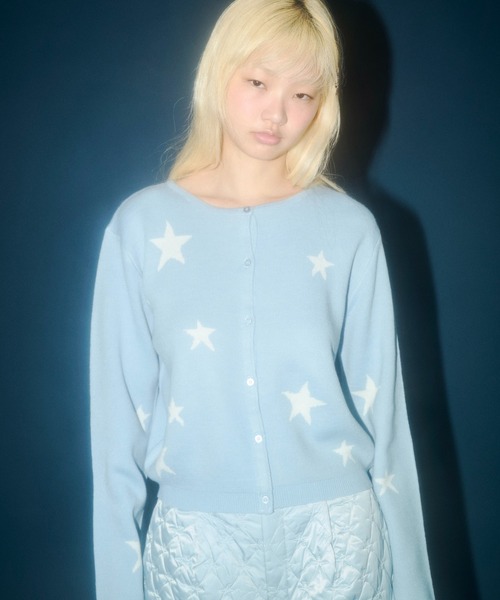FEKETE（フェケテ）の「dots & stars cardigan / ドット・星柄カーディガン（カーディガン/ボレロ・レディース・ブラック/ライトブルー・LARGE/MEDIUM/SMALL）」の9枚目の写真