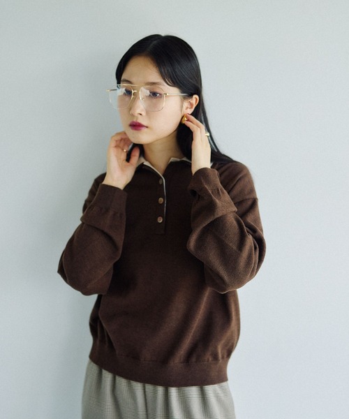 LEPSIM（レプシィム）の「12ゲージレイヤーカラーポロ　578278（ニット/セーター・レディース・ブラック/グレー/ブラウン・FREE）」の3枚目の写真