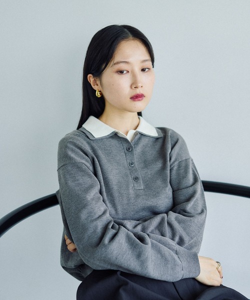 LEPSIM（レプシィム）の「12ゲージレイヤーカラーポロ　578278（ニット/セーター・レディース・ブラック/グレー/ブラウン・FREE）」の2枚目の写真