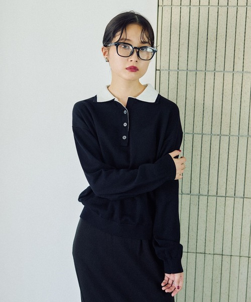 LEPSIM（レプシィム）の「12ゲージレイヤーカラーポロ　578278（ニット/セーター・レディース・ブラック/グレー/ブラウン・FREE）」の13枚目の写真