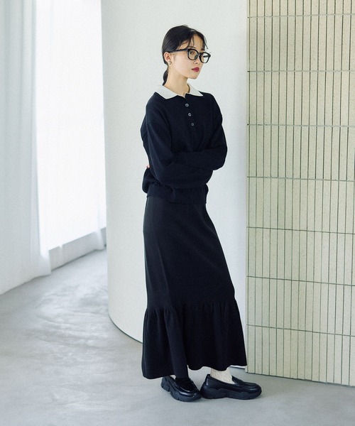 LEPSIM（レプシィム）の「12ゲージレイヤーカラーポロ　578278（ニット/セーター・レディース・ブラック/グレー/ブラウン・FREE）」の18枚目の写真