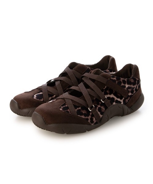 EVOL（イーボル）の「【S-LLサイズ展開・軽量】クロスストラップスニーカー IZ5890（スニーカー・レディース・グレー/レオパード/ブラック・M/S/LL/L）」の5枚目の写真