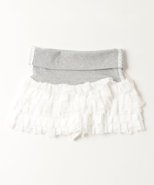 TITTY&CO.（ティティーアンドコー）の「ロゴ入りリブニットフリルスカート（スカート・レディース・グレー/ブラック・FREE）」の3枚目の写真