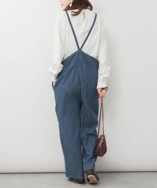 RCD(アールシーディー)の「ゆったりワイドキャミオールインワンデニム(サロペット/オーバーオール・レディース・ブルー/ワンウォッシュ/ネイビー・LL~3L/M-L)」の16枚目の写真