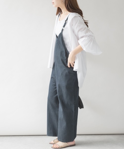 RCD(アールシーディー)の「ゆったりワイドキャミオールインワンデニム(サロペット/オーバーオール・レディース・ブルー/ワンウォッシュ/ネイビー・LL~3L/M-L)」の21枚目の写真