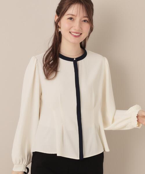 couture brooch（クチュールブローチ）の「【きれいめ・通勤】配色羽織れるブラウス（シャツ/ブラウス・レディース・ホワイト系7/ネイビー系4/グレー系4・42/40/38/36）」の7枚目の写真