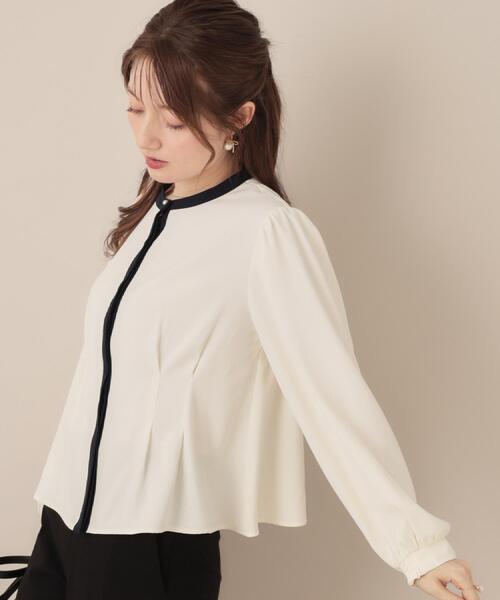 couture brooch（クチュールブローチ）の「【きれいめ・通勤】配色羽織れるブラウス（シャツ/ブラウス・レディース・ホワイト系7/ネイビー系4/グレー系4・42/40/38/36）」の8枚目の写真