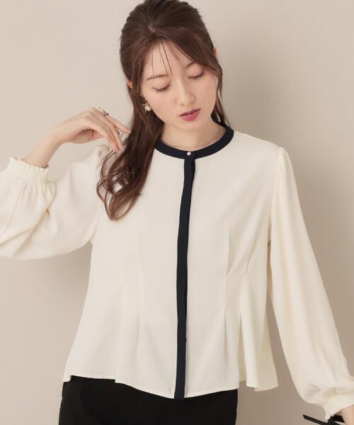 couture brooch（クチュールブローチ）の「【きれいめ・通勤】配色羽織れるブラウス（シャツ/ブラウス・レディース・ホワイト系7/ネイビー系4/グレー系4・42/40/38/36）」の9枚目の写真
