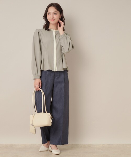 couture brooch（クチュールブローチ）の「【きれいめ・通勤】配色羽織れるブラウス（シャツ/ブラウス・レディース・ホワイト系7/ネイビー系4/グレー系4・42/40/38/36）」の14枚目の写真