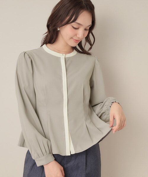 couture brooch（クチュールブローチ）の「【きれいめ・通勤】配色羽織れるブラウス（シャツ/ブラウス・レディース・ホワイト系7/ネイビー系4/グレー系4・42/40/38/36）」の18枚目の写真