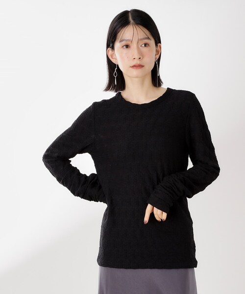 THE SHOP TK （ザ ショップ ティーケー ）の「ウェーブシアー袖クシュプルオーバー【洗濯機OK】（Tシャツ/カットソー・レディース・ブラック/ブルー系その他/オフホワイト・13/12）」の3枚目の写真