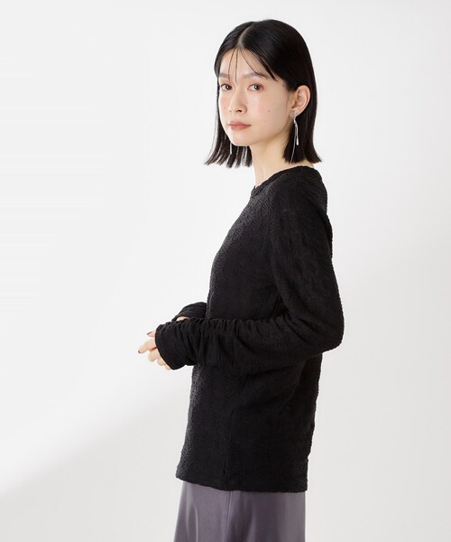 THE SHOP TK （ザ ショップ ティーケー ）の「ウェーブシアー袖クシュプルオーバー【洗濯機OK】（Tシャツ/カットソー・レディース・ブラック/ブルー系その他/オフホワイト・13/12）」の10枚目の写真