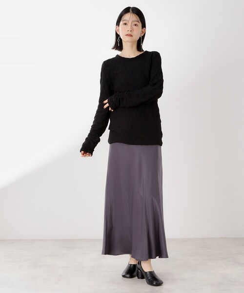 THE SHOP TK （ザ ショップ ティーケー ）の「ウェーブシアー袖クシュプルオーバー【洗濯機OK】（Tシャツ/カットソー・レディース・ブラック/ブルー系その他/オフホワイト・13/12）」の12枚目の写真