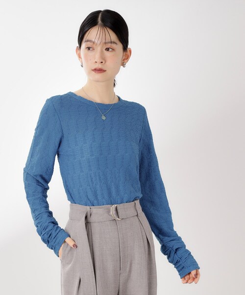 THE SHOP TK （ザ ショップ ティーケー ）の「ウェーブシアー袖クシュプルオーバー【洗濯機OK】（Tシャツ/カットソー・レディース・ブラック/ブルー系その他/オフホワイト・13/12）」の15枚目の写真