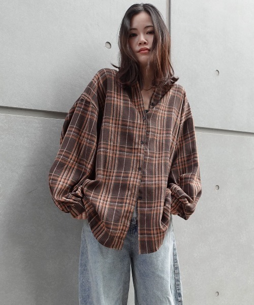 CORNERS（コーナーズ）の「ネルチェックオーバーサイズシャツ（シャツ/ブラウス・レディース・ブラック/ブラウン/ネイビー・M）」の10枚目の写真