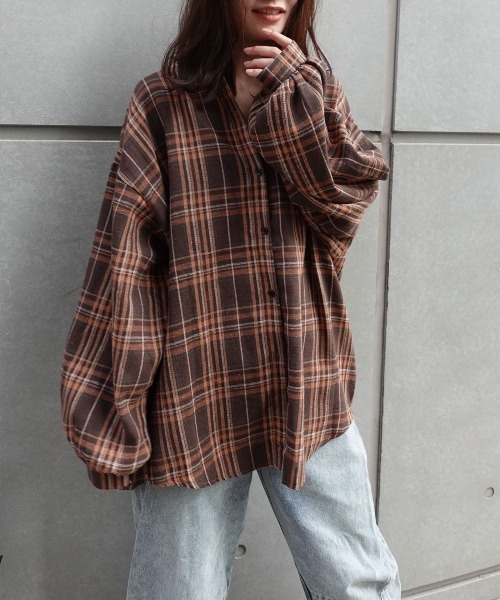CORNERS（コーナーズ）の「ネルチェックオーバーサイズシャツ（シャツ/ブラウス・レディース・ブラック/ブラウン/ネイビー・M）」の12枚目の写真
