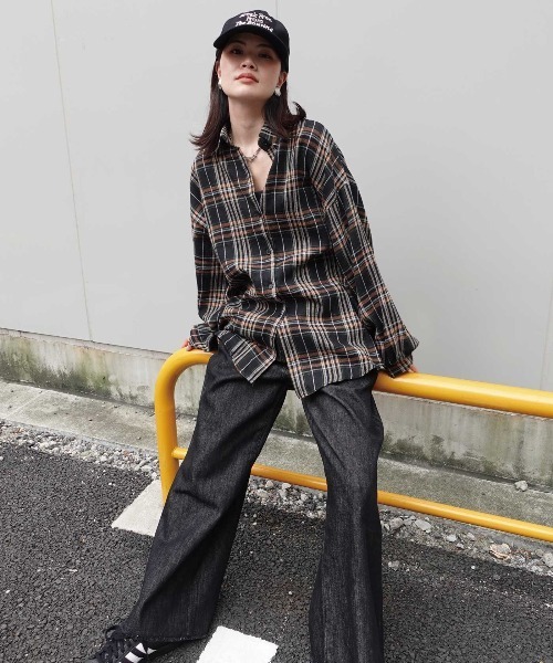 CORNERS（コーナーズ）の「ネルチェックオーバーサイズシャツ（シャツ/ブラウス・レディース・ブラック/ブラウン/ネイビー・M）」の19枚目の写真