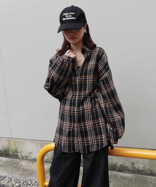 CORNERS（コーナーズ）の「ネルチェックオーバーサイズシャツ（シャツ/ブラウス・レディース・ブラック/ブラウン/ネイビー・M）」の21枚目の写真