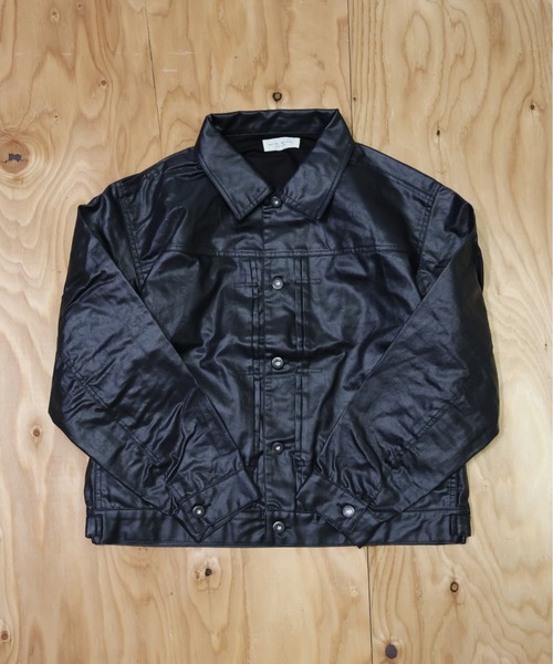 many men many mind(メニーメンメニーマインド)の「MANYMENMANYMINDS / フロッキー加工デニム/PUコーティング加工デニム/トラッカーJKT(デニムジャケット・メンズ・ブラック系その他/ブラック/ブラウン・LARGE/MEDIUM)」の4枚目の写真