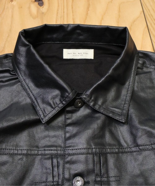many men many mind(メニーメンメニーマインド)の「MANYMENMANYMINDS / フロッキー加工デニム/PUコーティング加工デニム/トラッカーJKT(デニムジャケット・メンズ・ブラック系その他/ブラック/ブラウン・LARGE/MEDIUM)」の6枚目の写真