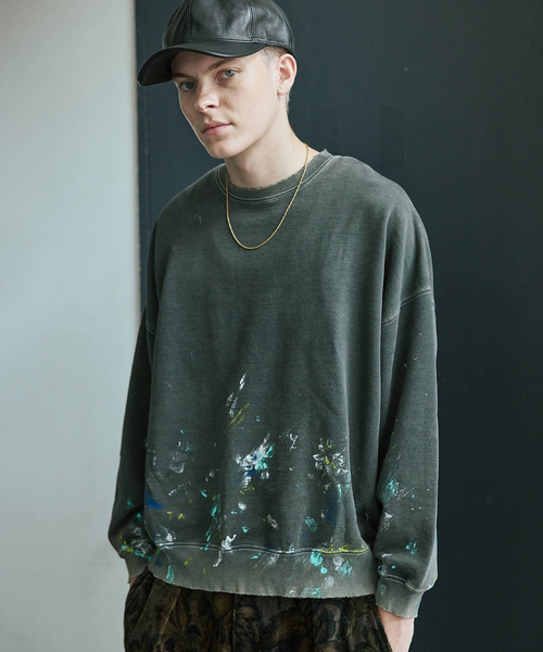 JOURNAL STANDARD(ジャーナルスタンダード)の「TRISECT2 / スプラッシュ ダメージ スウェット(スウェット・メンズ・グリーン/ブラック系その他・MEDIUM/LARGE)」の1枚目の写真