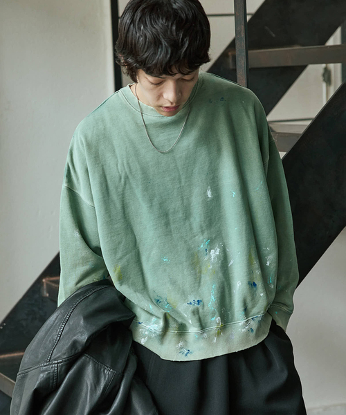 JOURNAL STANDARD(ジャーナルスタンダード)の「TRISECT2 / スプラッシュ ダメージ スウェット(スウェット・メンズ・グリーン/ブラック系その他・MEDIUM/LARGE)」の2枚目の写真