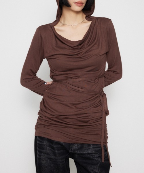 NECK DRAPE ミニワンピース