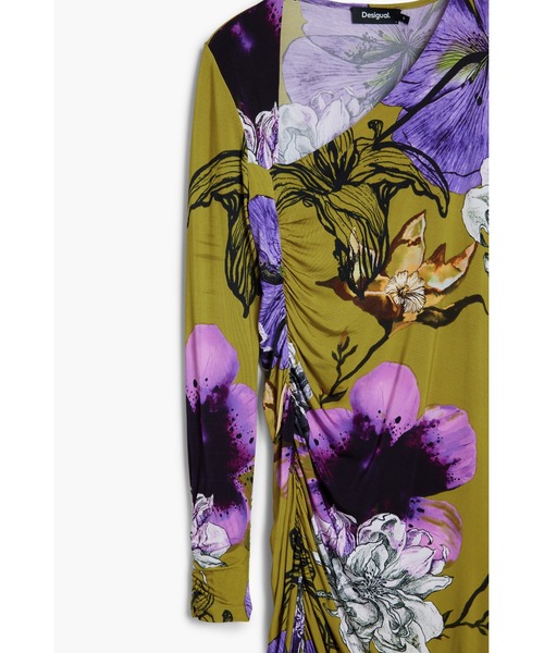 Desigual(デシグアル)の「クリスチャン・ラクロワ フローラルプリント アシンメトリーネックミディドレス(ワンピース・レディース・グリーン・XS/S/M/L/XL)」の2枚目の写真