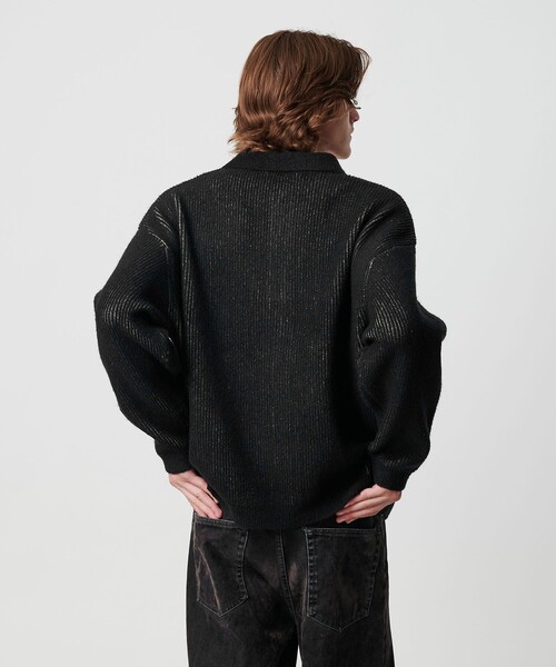 MONKEY TIME（モンキータイム）の「ループヤーン プレーティング ポロシャツ（ニット/セーター・メンズ・ブラック/ベージュ・XL/L/M/S）」の5枚目の写真