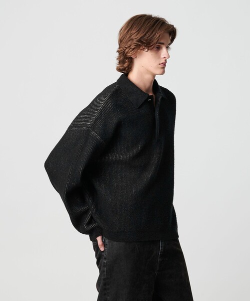 MONKEY TIME（モンキータイム）の「ループヤーン プレーティング ポロシャツ（ニット/セーター・メンズ・ブラック/ベージュ・XL/L/M/S）」の6枚目の写真