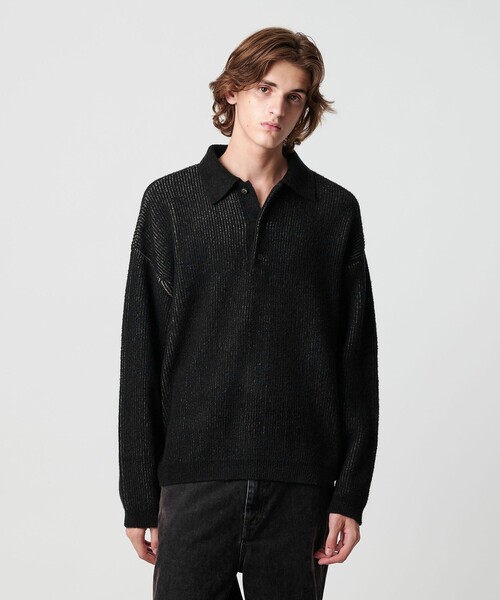 MONKEY TIME（モンキータイム）の「ループヤーン プレーティング ポロシャツ（ニット/セーター・メンズ・ブラック/ベージュ・XL/L/M/S）」の7枚目の写真