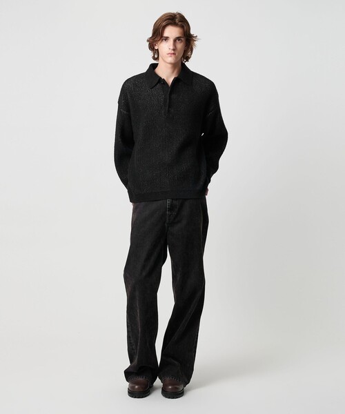 MONKEY TIME（モンキータイム）の「ループヤーン プレーティング ポロシャツ（ニット/セーター・メンズ・ブラック/ベージュ・XL/L/M/S）」の8枚目の写真