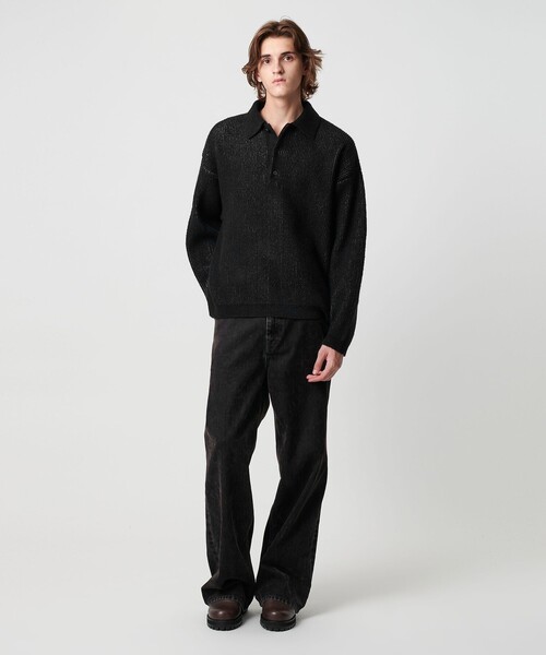 MONKEY TIME（モンキータイム）の「ループヤーン プレーティング ポロシャツ（ニット/セーター・メンズ・ブラック/ベージュ・XL/L/M/S）」の9枚目の写真