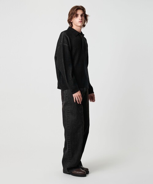 MONKEY TIME（モンキータイム）の「ループヤーン プレーティング ポロシャツ（ニット/セーター・メンズ・ブラック/ベージュ・XL/L/M/S）」の12枚目の写真